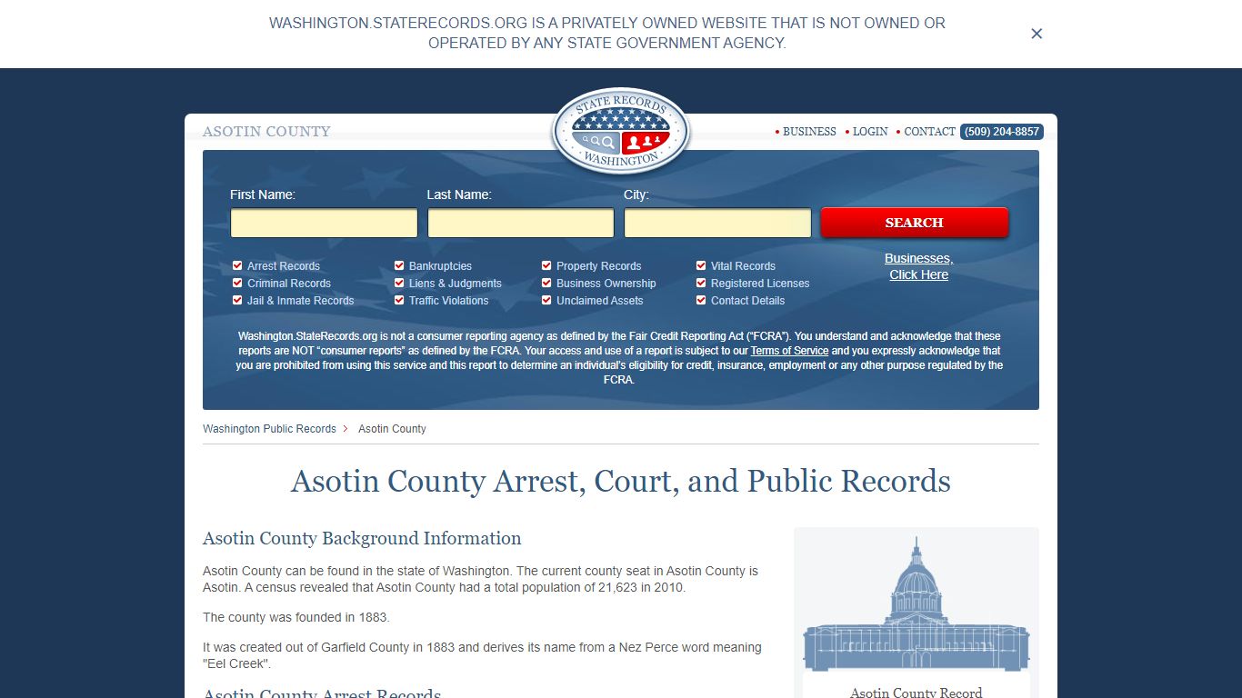 Asotin County Arrest, Court, and Public Records