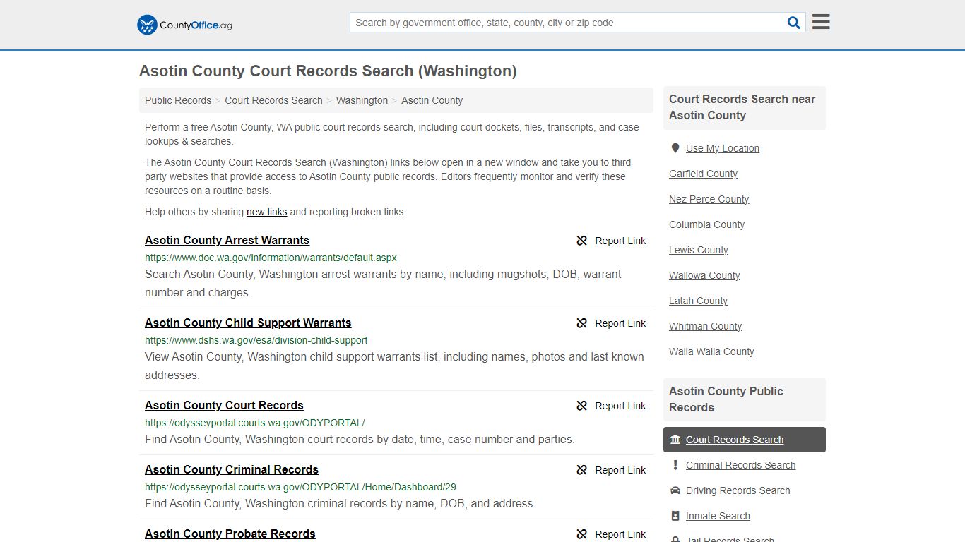 Asotin County Court Records Search (Washington) - County Office